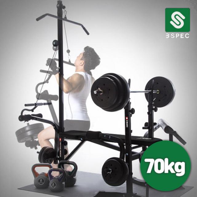  반석스포츠 비에스 헬스용품 디럭스 벤치프레스 70kg 세트 중봉 150cm + Pvc 상세 설명 참조