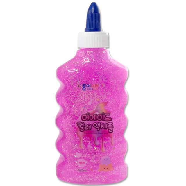 종이나라 머메이드컬러 액체풀 물풀 180ml 슬라임 재료, 분홍, 1개