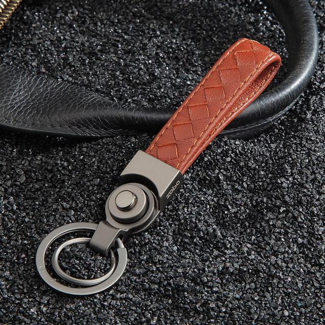조보 정표 자동차 키홀더 개성 창의 고급 남여 리얼 양가죽 위빙스트랩, 무스탕 타입 갈색 11525cm