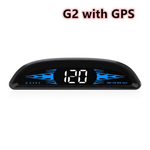 자동차 HUD 헤드업 디스플레이 G2 Hud Obd2 GPS 속도계 주행 거리계 나침반 헤드 업 모든 자동차에 대한 속도 보안 알람 디지털 게이지, G2 GPS