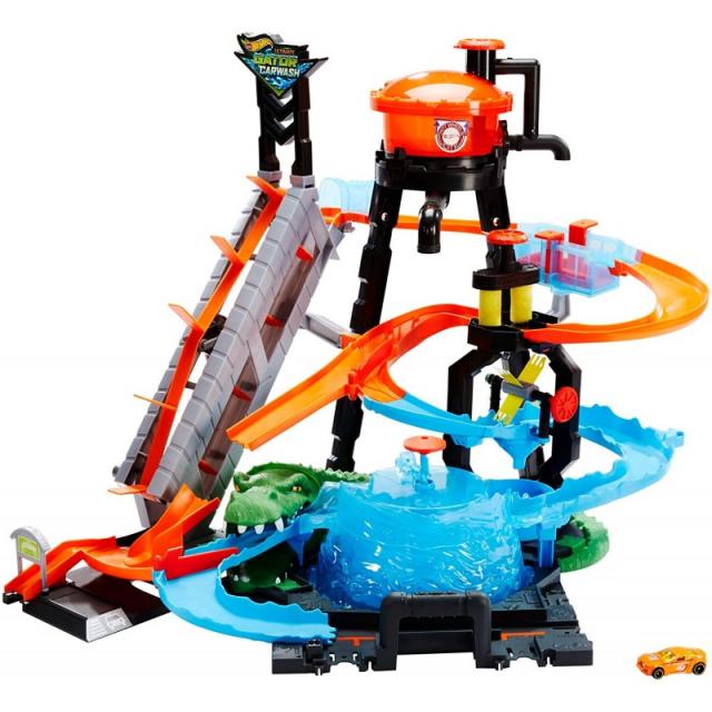 HotWheels [브랜드 HotWheels] [모델넘버 FTB67] Hot Wheels Ultimate Gator 세차장 Playset, 단일옵션
