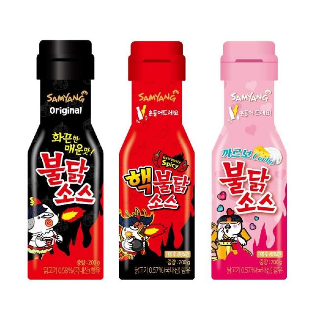 Samyang 삼양 까르보 불닭 소스 핵불닭 소스 불닭 소스 세트 각 200 g 3 개, 상세페이지참조, 200g