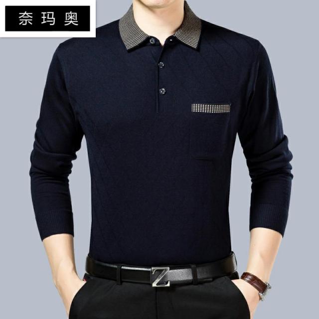 필젠 롱슬리브티 긴소매티 봄 가을 중년 남성 아버지 상의 누런색 안 매치 이너티셔츠 체구 레드 얇은 타입