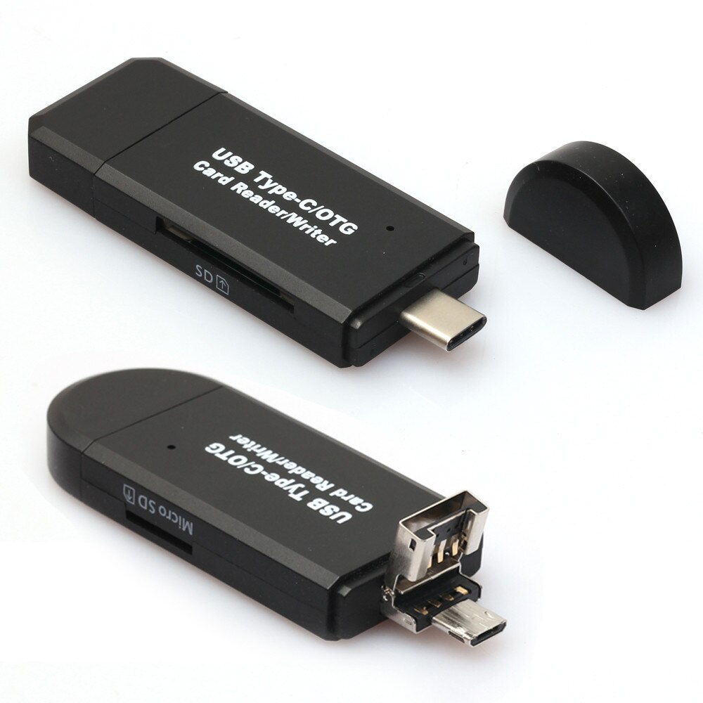 유형 c 마이크로 usb 3 in 1 otg 카드 판독기 고속 usb 2.0 범용 otg sdxc tf/sd for android 컴퓨터 확장 헤더, black