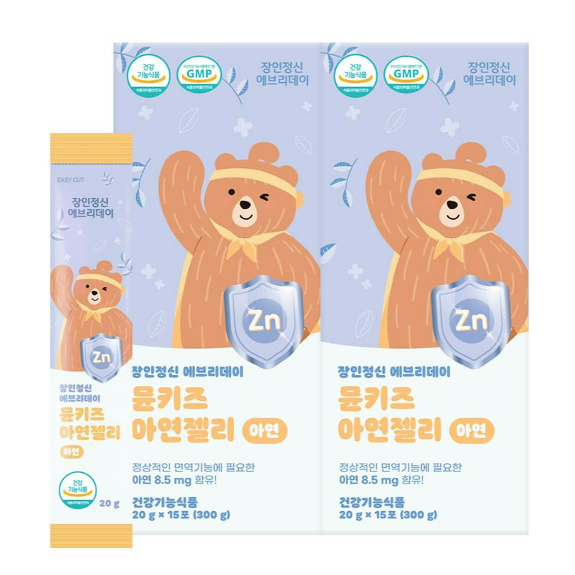 장인정신 에브리데이 뮨키즈 아연젤리 15p, 300g, 2개