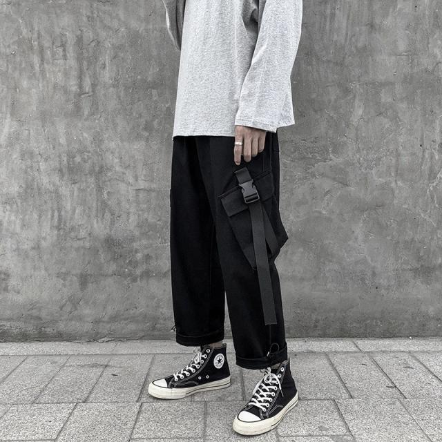 Dfmei 남자 와이드 팬츠 치노 팬츠 스트레이트 팬츠 여름 루즈 하게 드리우다 남자 느낌을 끌고 있다. 발이 넓다정장 바지