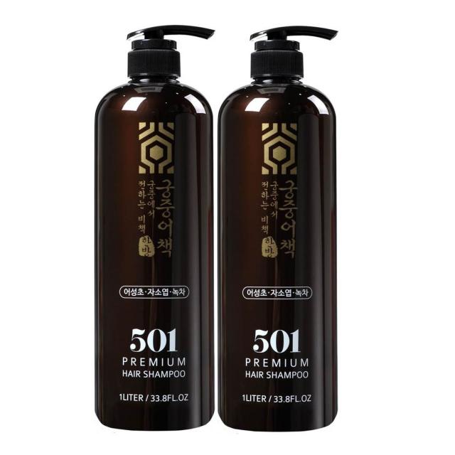 궁중어책 501 약산성 어성초샴푸 1000ml+1000ml 두피 한방 대용량 프리미엄 샴푸, 1000ml, 2개