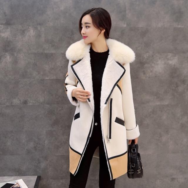 [해외]여성상의 > 캐쥬얼 점퍼/자켓 여성 캐쥬얼점퍼 / 아우터 2015 Winter Korean female lambs wool coat fox collar Nagymaros Slim suede coat long