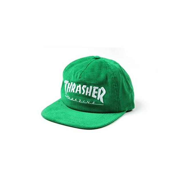 THRASHER (채찍질) MAGAZINE LOGO 코듀로이 스냅 백 캡 GREEN