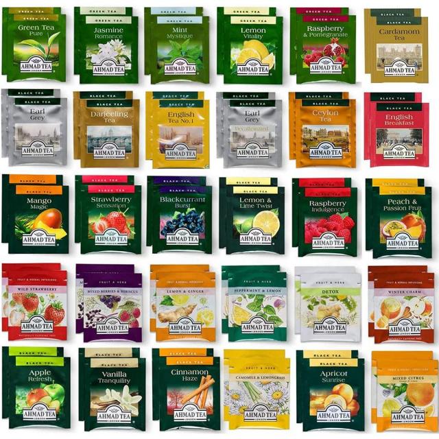 미국직구 Tea 티백 샘플러 모듬 상자-(60 개)-선물 상자에 담긴 완벽한 다양한 티 팩-가족 친구 동료를위한 선물-영국식 아침 식사 영국식 오후 녹색, 수량, 상세참조