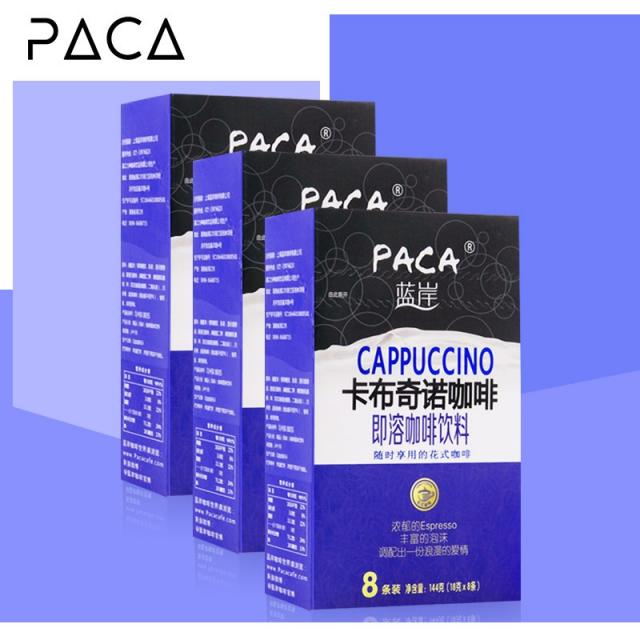 PACA 블루 강기슭 카푸치노 커피 급속용해 꽃 모양 핑크 144G8스틱 3케이스 파우치커피, 카푸치노 3케이스