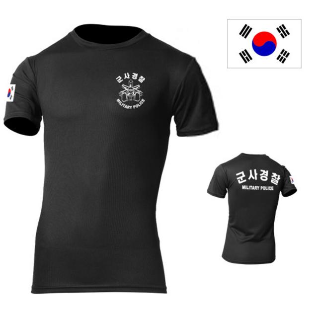 군헌터 쿨 군사경찰 검정 반팔 티셔츠 기능성 밀리터리 티