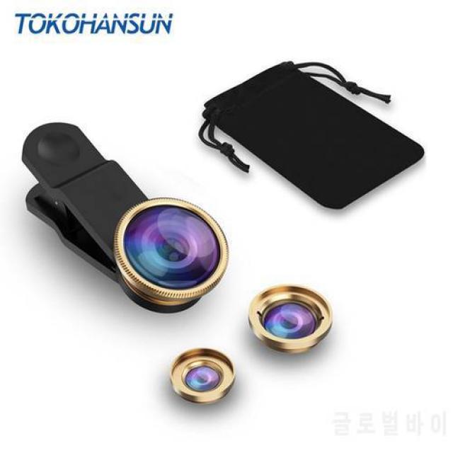 TOKOHANSUN 3-in-1 와이드 앵글 매크로 어안 렌즈 카메라 키트 iPhone 용, 상세내용참조, 상세내용참조