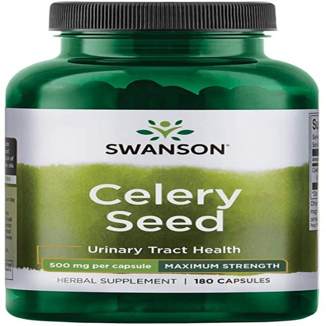 Swanson Celery Seed Extract (Cellery) 비뇨기 지원 식물 화학 휘발성 오일 보충제 강도 500 mg 180, 단일상품