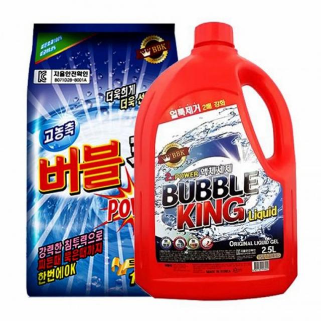 별도표기 Bubble King 가루세제 액체세제 고농축 리퀴드 세탁세, 버블킹액체세제실내건조용2.5리터4개