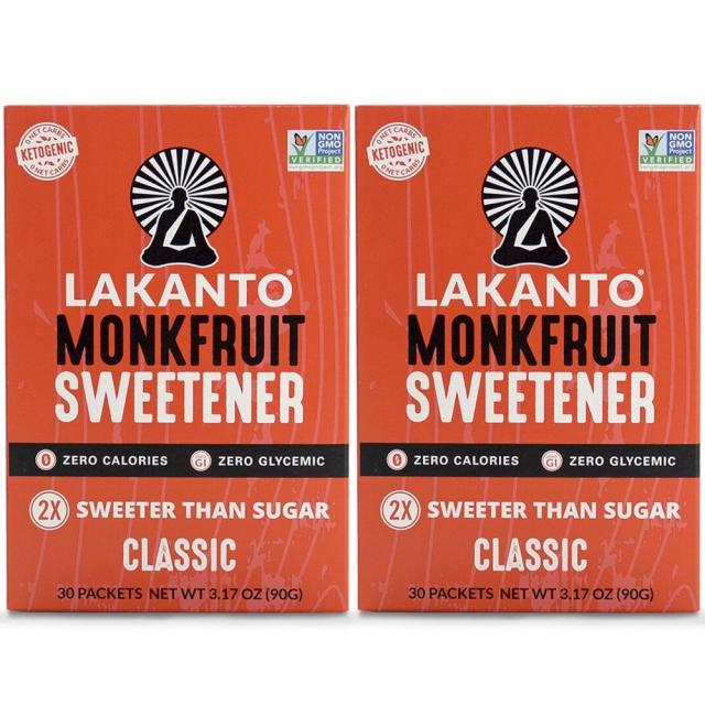 Lakanto 라칸토 몽크 프룻 스위트너 클래식 3g 30개입 2팩 Monkfruit Sweetener Classic 30 Count