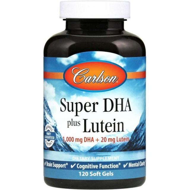 미국직구 Carlson-Super DHA Plus 루테인 1000mg DHA + 20mg 루테인인지 기능 및 정신 명확성 120 소프트 젤, 1set, 상세참조