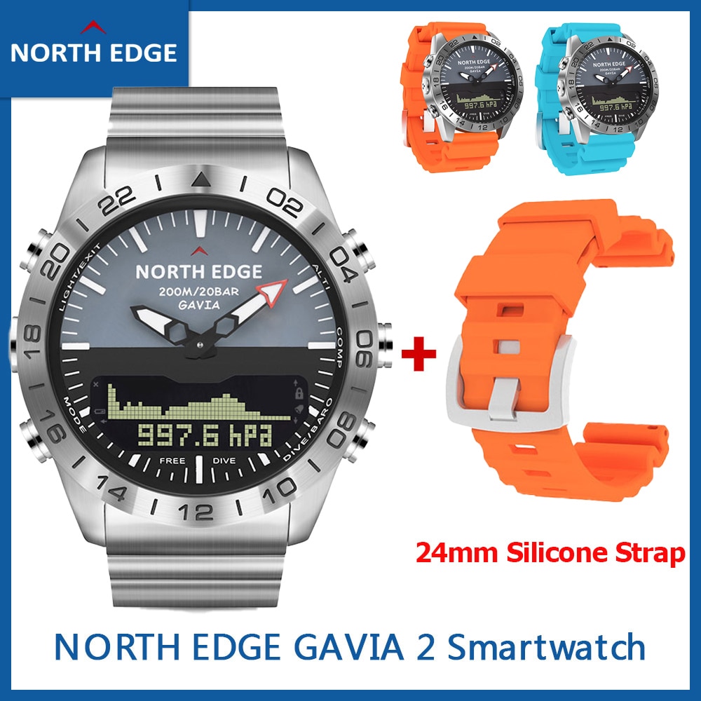 원래 북쪽 가장자리 Gavia 2 Smartwatch 비즈니스 스포츠 시계 다이빙 나침반 고도계 방수 200m 석영 스마트 시계 남자|스마트 시계|