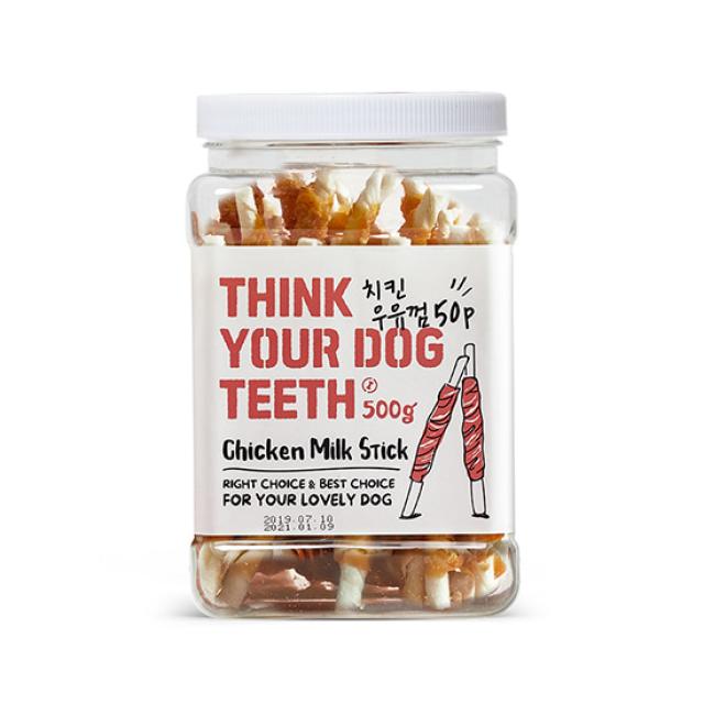 THINK YOUR DOG TEETH 우유껌 스틱 건조간식 42p 500g, 치킨맛, 1개