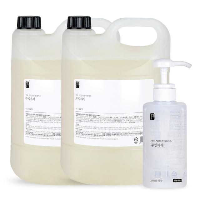 생활공작소 주방세제 4L 2입 500ml 1입, 1세트, 허브/바질