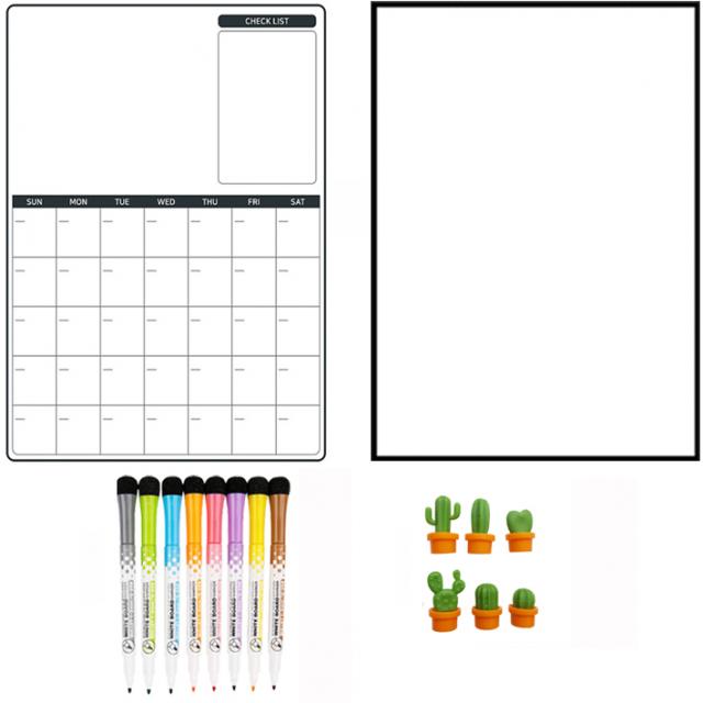 맑음충전소 냉장고 자석 스케줄보드 화이트 B 무지화이트 마카8종 선인장6종 1세트, 구성 2(화이트 B)