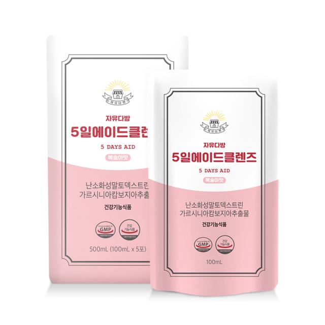 자유다방 5일에이드클렌즈 복숭아맛, 100ml, 5개