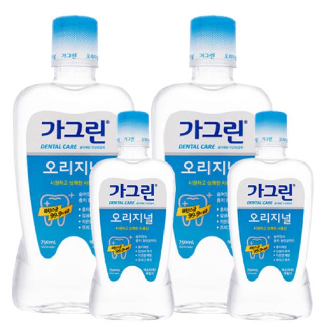 가그린 충치예방 구강청결제 (750ml+250ml) X 2개