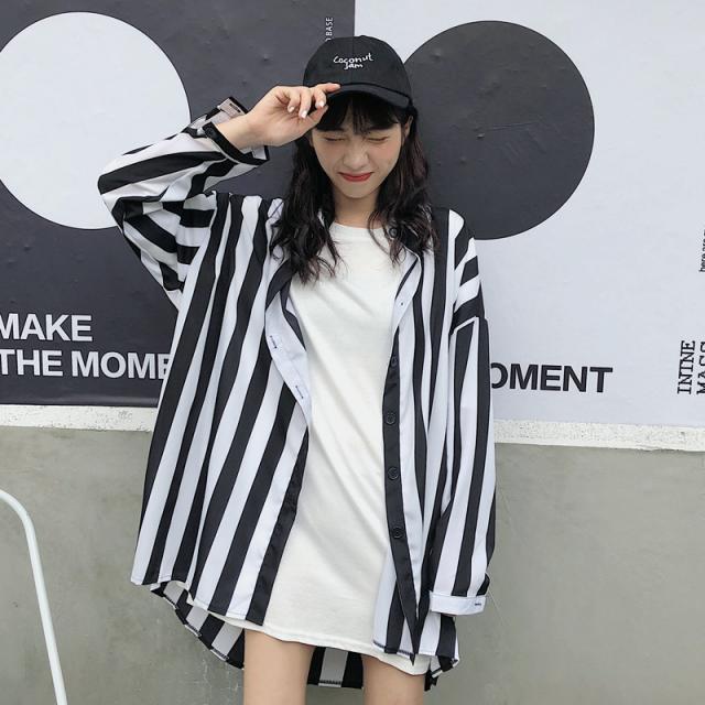 5 디자인감 세미 불규칙 스트라이프 긴팔 셔츠 가디건 여