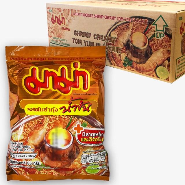 월드푸드 태국 라면 마마 쉬림 크리미 똠냠 플레이버 똠양꿍라면 55g 30개