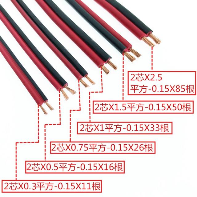 제이빈앤코 아브라질 레드 블랙실 순동 2솜 전기전선 닻줄 투톤 합선 평행선 LED 부츠컷 RVB 싱보호대, 2.5 제곱 （100 쌀 ）