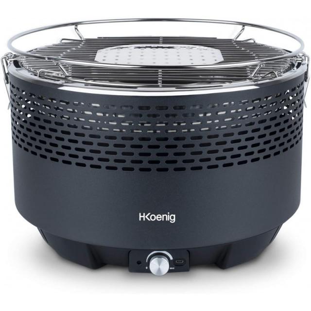 프랑스직송 H.Koenig 테이블 RIO440 휴대용 라운드 숯 바베큐 그릴 강철 INOX 동질 요리 이상적인 ©알 정원 © 외부 피크, 단일옵션