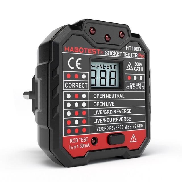 GoolRC 테스트 소켓 LCD 테스터 중국 히로 요시 상당수 제로 라인 파이어 와이어 위상 극성 검출기 다기능 전기 누설 검전기 EU HT106D 접지, 1개