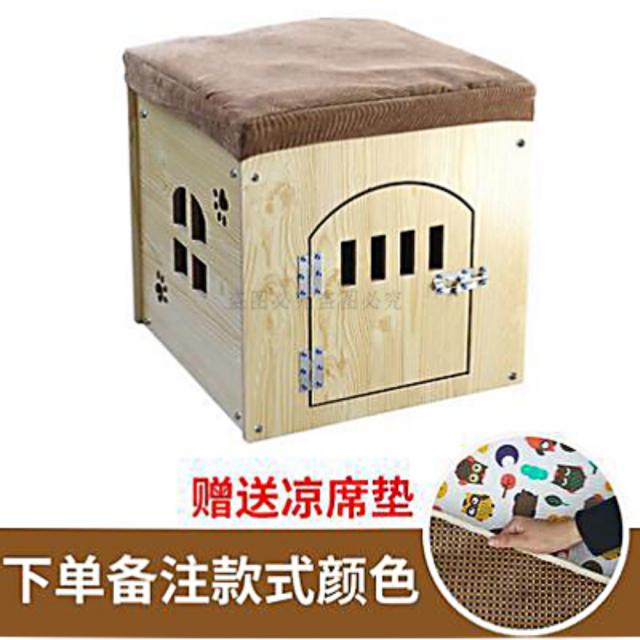 애견하우스 17종 목제 강아지 고양이 하우스 스툴 의자하우스, 정사각형 덧문에 돗자리 매트