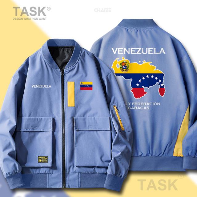 task 베네수엘라 venezuela 국가 지도 얇은 아웃포켓 남녀 스틱 스타디움, 얇은 자켓 블루 A