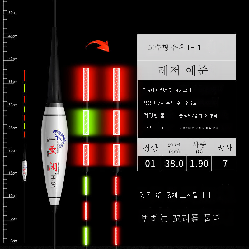 ZZJJC 밤낮으로 야광으로 물고 물리고 변색 삼목가 굵은 전자 래프팅 야상낚시 둥둥 떠다니다