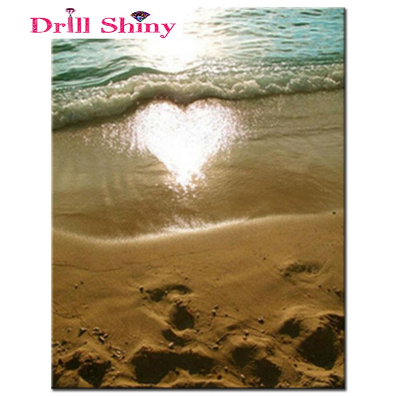 하트 선샤인 비치 다이아몬드 자수 키트 룸 장식 모자이크 다이아몬드 페인팅 미완성, 25x30cm, 1개