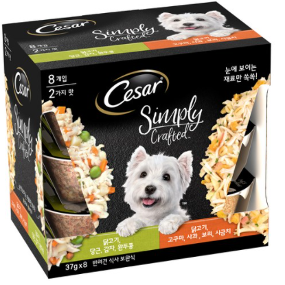 시저 심플리 반려견 닭고기 당근 감자 37g x 4p + 닭고기 고구마 사과 37g x 4p 버라이어티 세트, 1세트