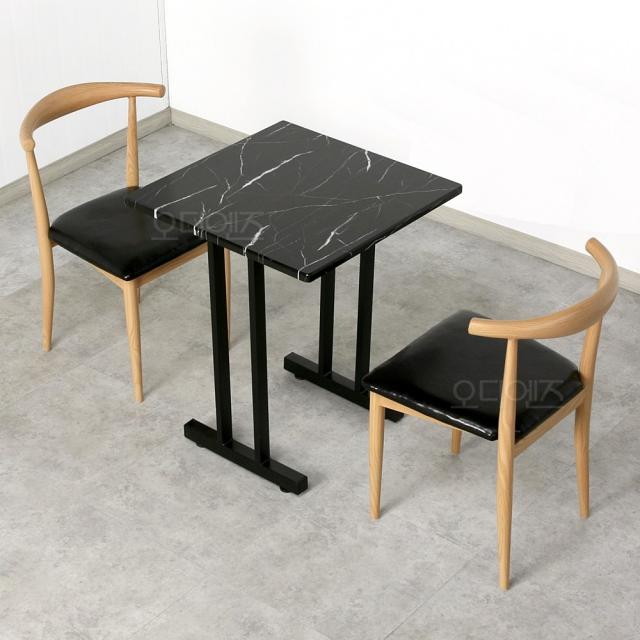 RSS68 와이드600mm 스틸 2인티테이블 /접견실테이블세트, 블랙 사각상판 600