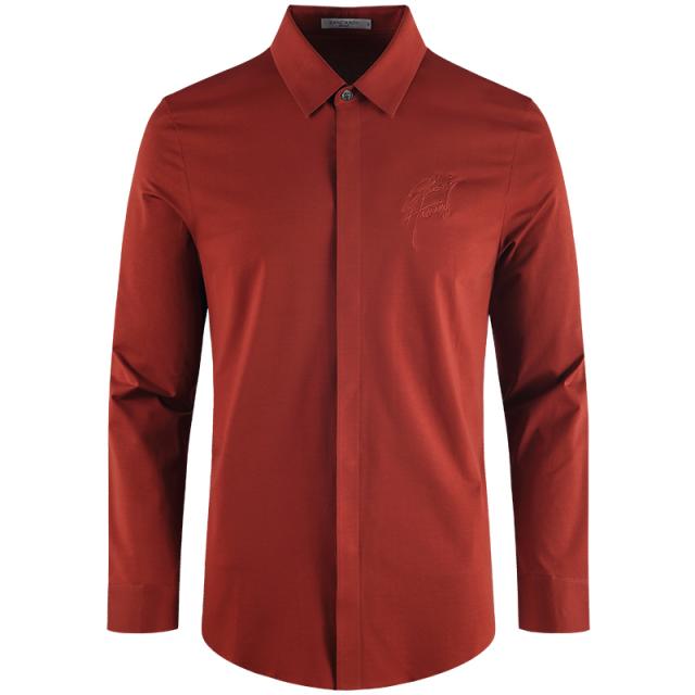 긴소매 셔츠 고급 120 즈 말 면 쌍사광 남성 비지니스 캐쥬얼 솔리드 무지 헴라인 압착제 스판 2200198989