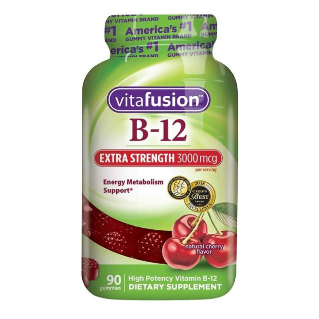 Vitafusion (2팩) 비타퓨전 비타민B12 시아노코발라민 1500mcg 90구미 악성빈혈 브레인포그, 1mg, 2개