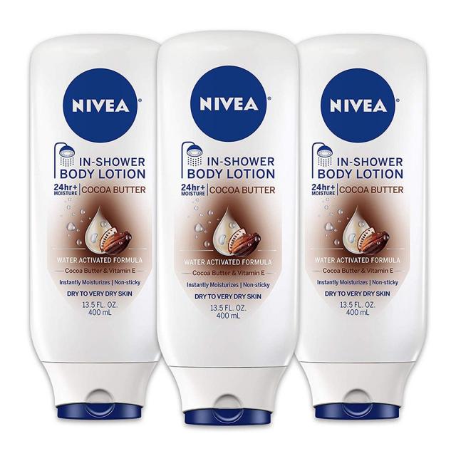 니베아 코코아버터 인샤워 끈적임없는 바디로션 13.5 oz(400ml) 3개묶음 NIVEA Cocoa Butter In-Shower Body Lotion Non-Sticky For Dry Skin, 3개, 400ml