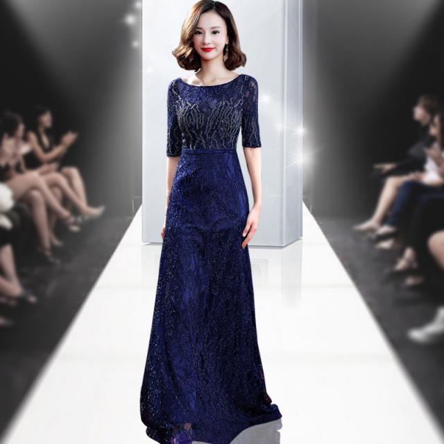 블루 이브닝드레스 반짝이 글리터 스팽글 슬림핏 와이드 루즈핏 여성 뱃살가리기