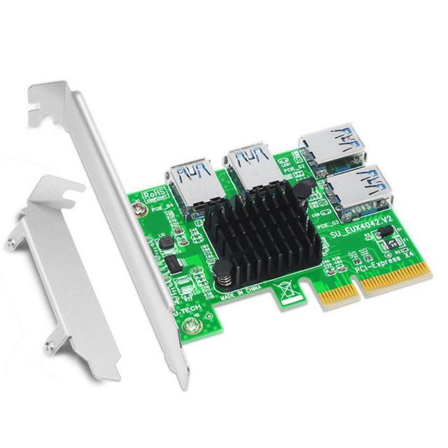 Retemporel SSU PCI 표현하다 1 에 4 라이저 카드 PCI-E 어댑터 4X 포트 USB 3.0 BTC 비트코인 광부 마이닝, 1개