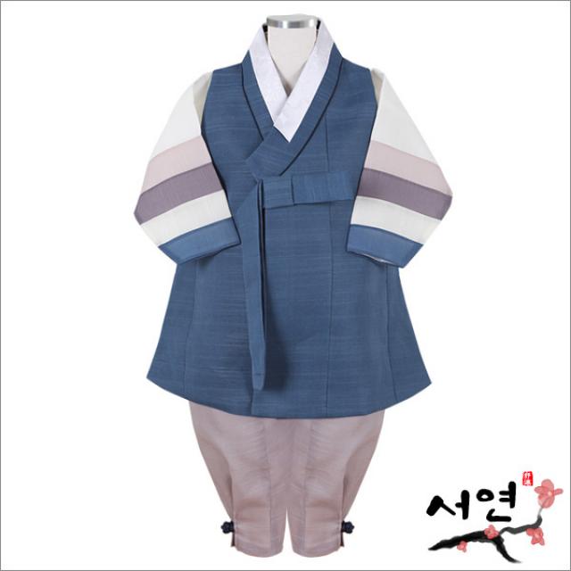 서연한복 HJ_1969 아람찬회청색사동 백일한복 돌부터 15세까지 남아한복