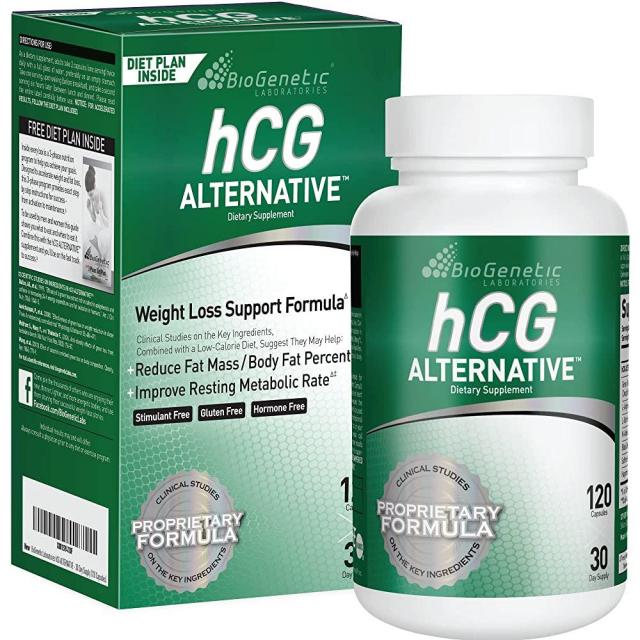 BioGenetic Laboratories hCG 남성 및 여성용 체중 감량 알약 지방 연소 - 건강한 식단을 지원하는 신진 대사 대체 포뮬러 30일 분량 (병당 120캡슐), 단일상품