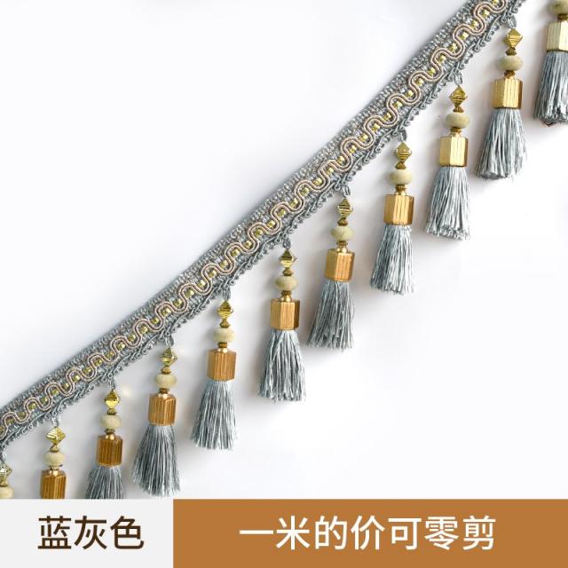 마크라메 뉴타입 커튼 구슬 태슬 레이스 실내 장식 부속품 장식용술을매달은 공장, T07-그레이와네이비 1메터 값어치가 있다 재단판매