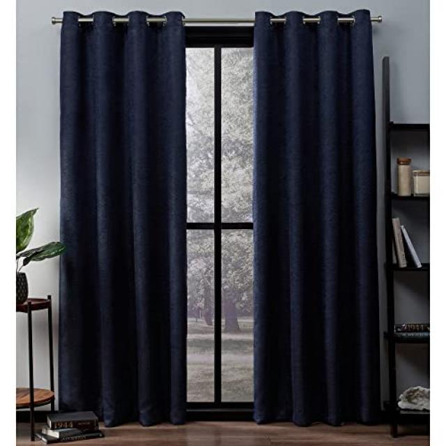 EOM 독점적 인 홈 커튼 Oxford Textured Sateen Thermal Window Curtain Pan [52x108- Navy] - E0055073VCN4810, 52x108- Navy