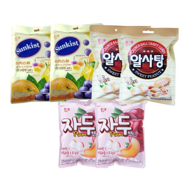 해태 썬키스트 사탕 125g X 2 알사탕 126g X 2 자두캔디 130g X 2 총 6개 1세트