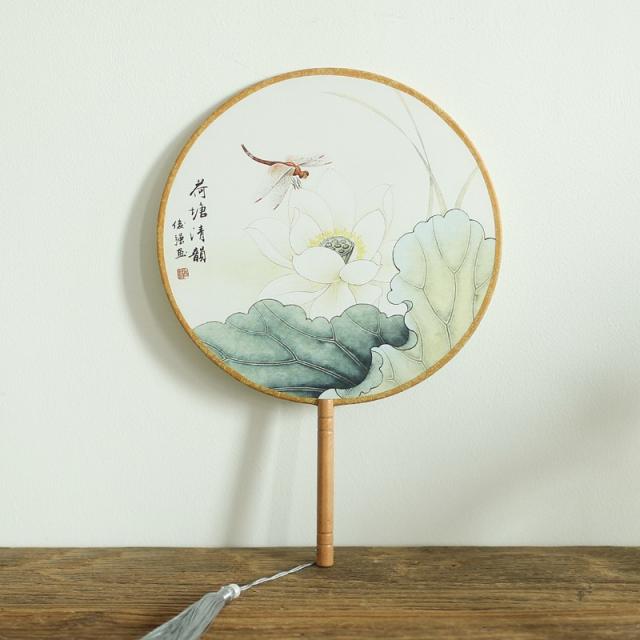 중국풍 궁중팬 레트로 원 부채 공예선물 한복 무용 여성 고전단, 잠자리