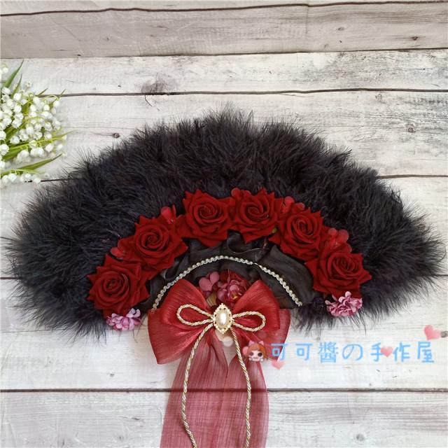 나인직구 오리지널제작 핸드메이드 디아블로 킬러 로즈 머리집게 LOLITA 하드 누이동생 헤어액세서리 레이스 KC 페도라